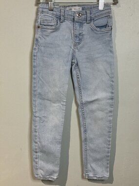 Zara The Skinny Denim Washed Jeans Girls Size 7 Light Wash Blue